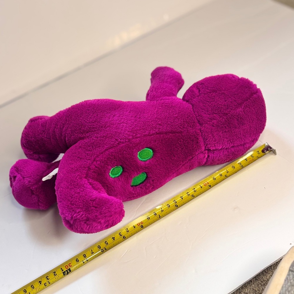 Vintage Barney Dinosaur Plush 12" Stuffed Animal Purple Green 90s Toy Stuffed - Picture 7 of 7